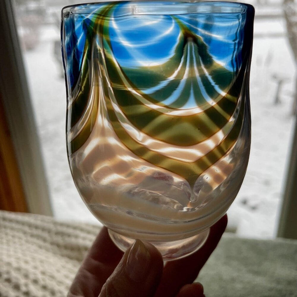 Hand Blown Art Glass Swirl Tumbler / Vase